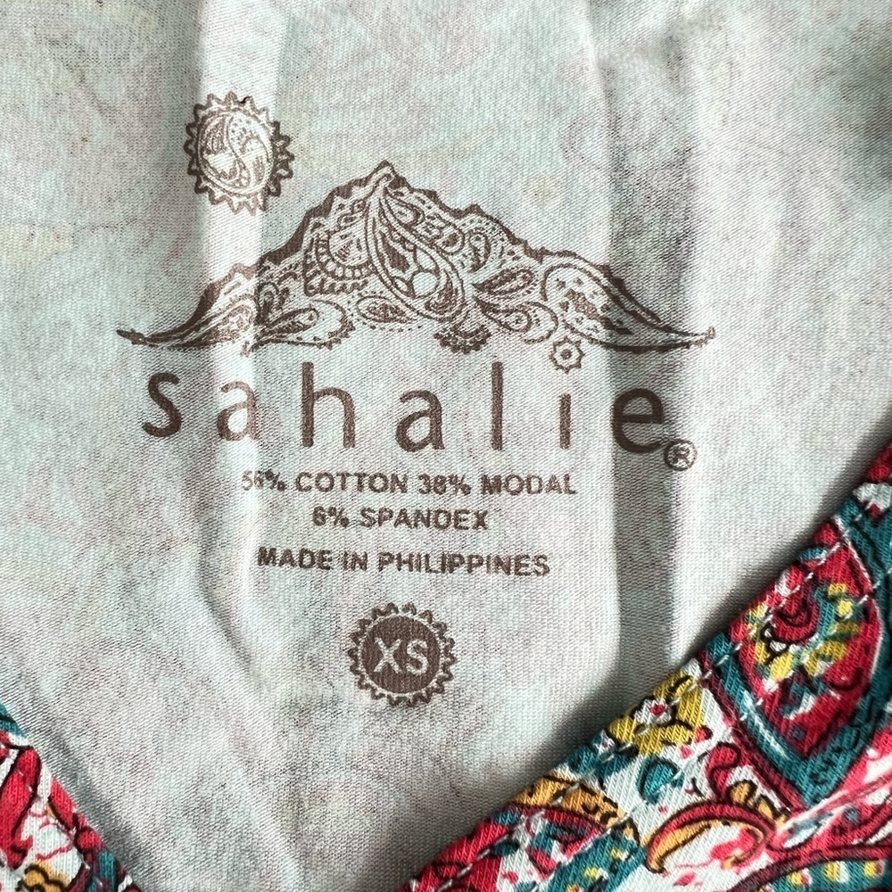 Sahalie Cap Sleeve Pullover V-Neck Midi Dress Women's Size XS Paisley Design - Picture 3 of 4